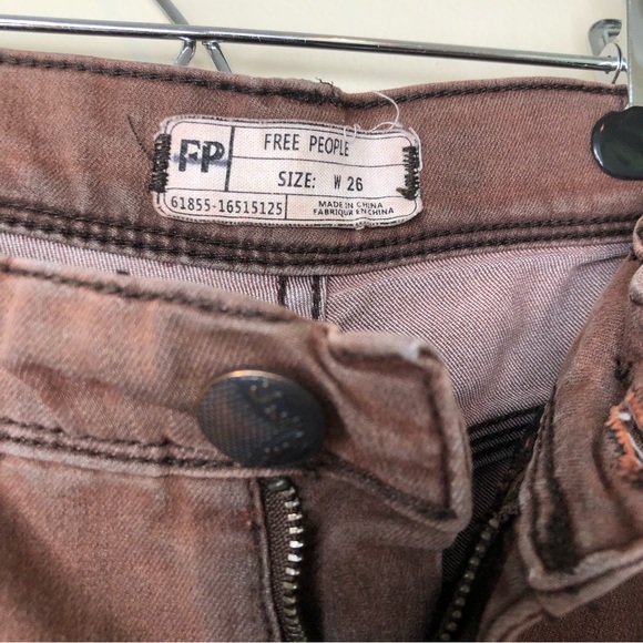 Free People Brown Denim Jean Cutoff Distressed Shorts Size 26 - Picture 2 of 5